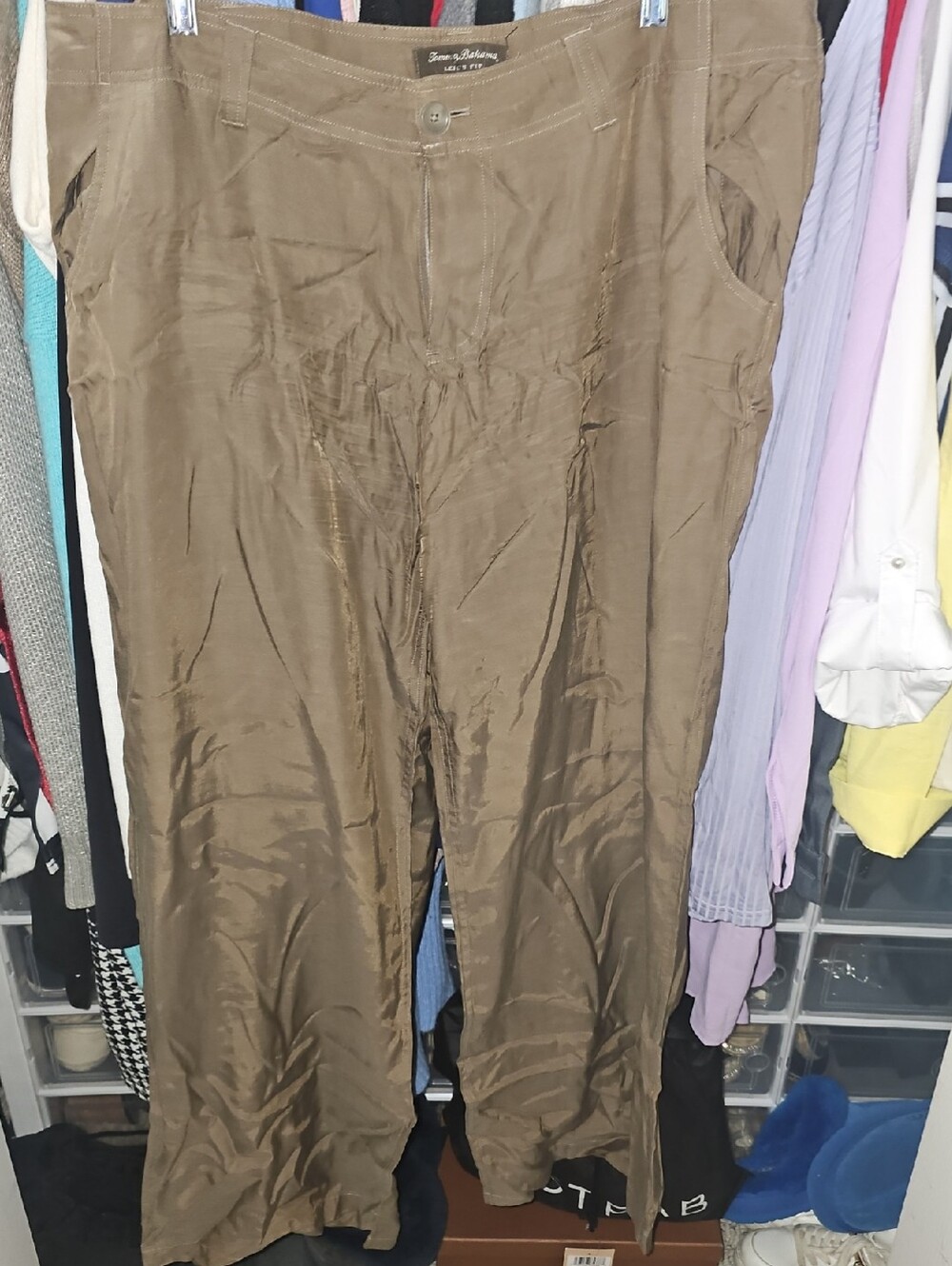 Tommy Bahama Olive Brown Wide-Leg Women's Pants